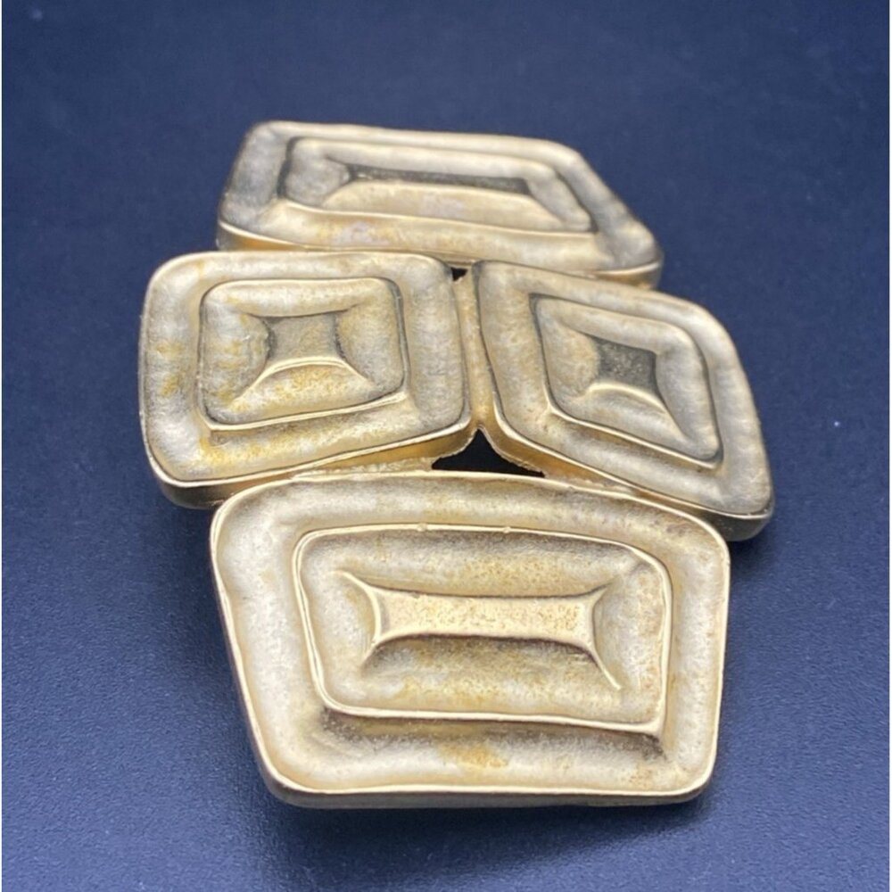 Designer Inspired Modernist Brooch Pin Matte Gold Tone Geometric Unisex Unsigned - Picture 5 of 6